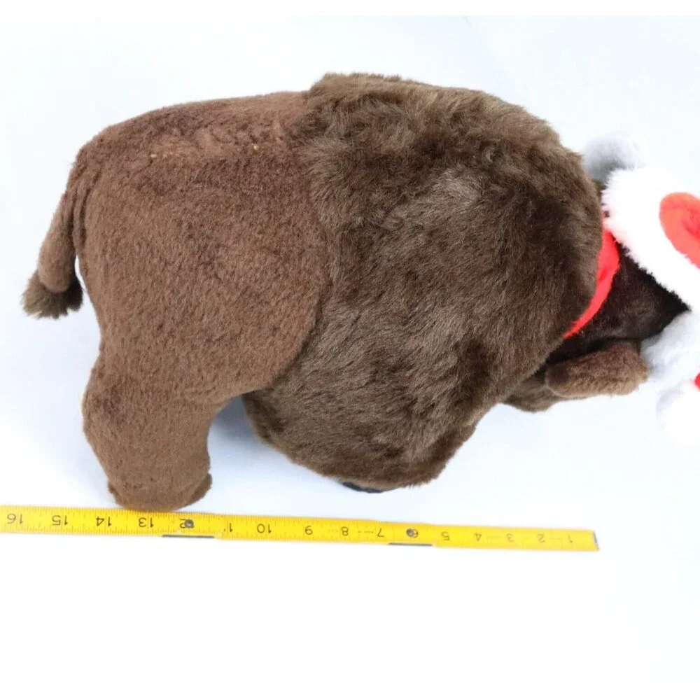 Animal Fair Buffalo Plush‎ Vintage 1970’s Kleinhans Santa Hat Christmas NY Retro